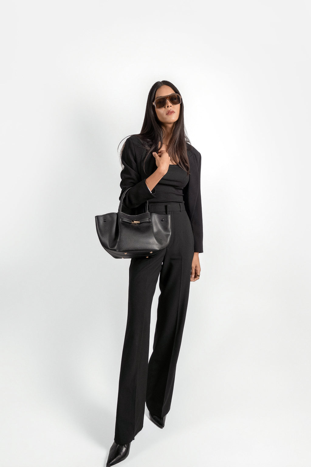 KNUE Noor Tote Small in Black — compact structured tote bag