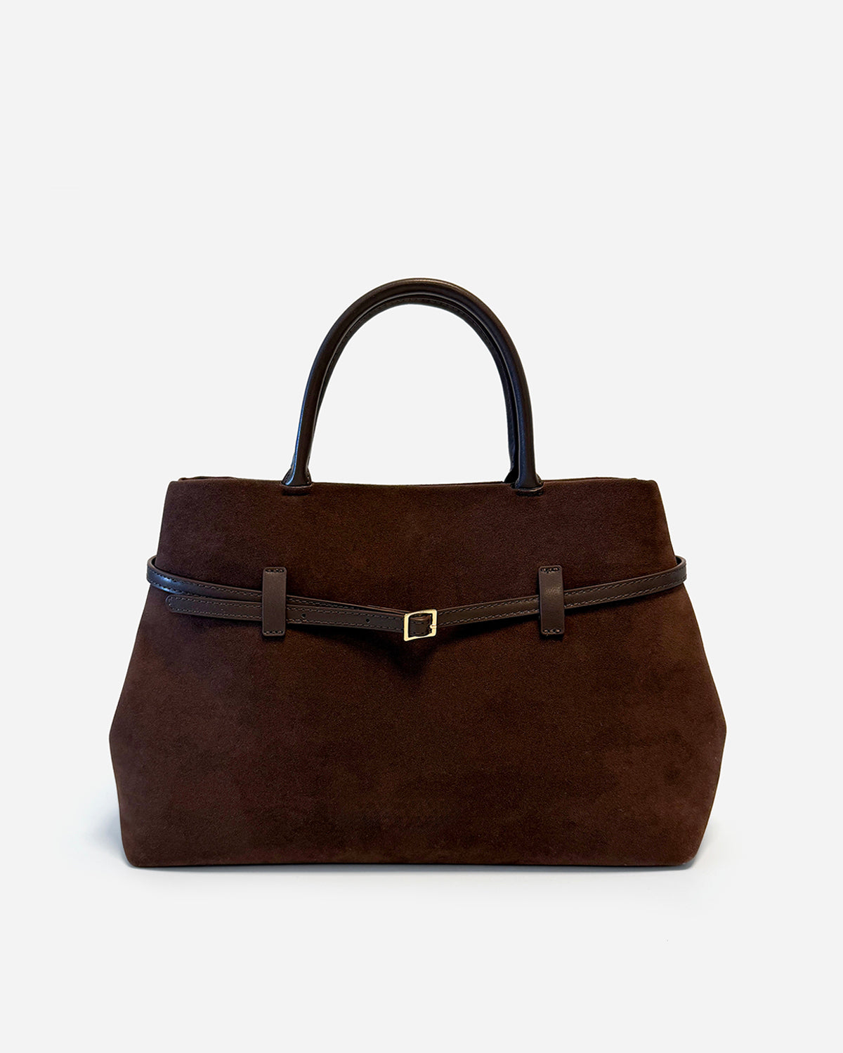 KNUE Ava Shoulder Bag in Mocha — sleek structured shoulder bag