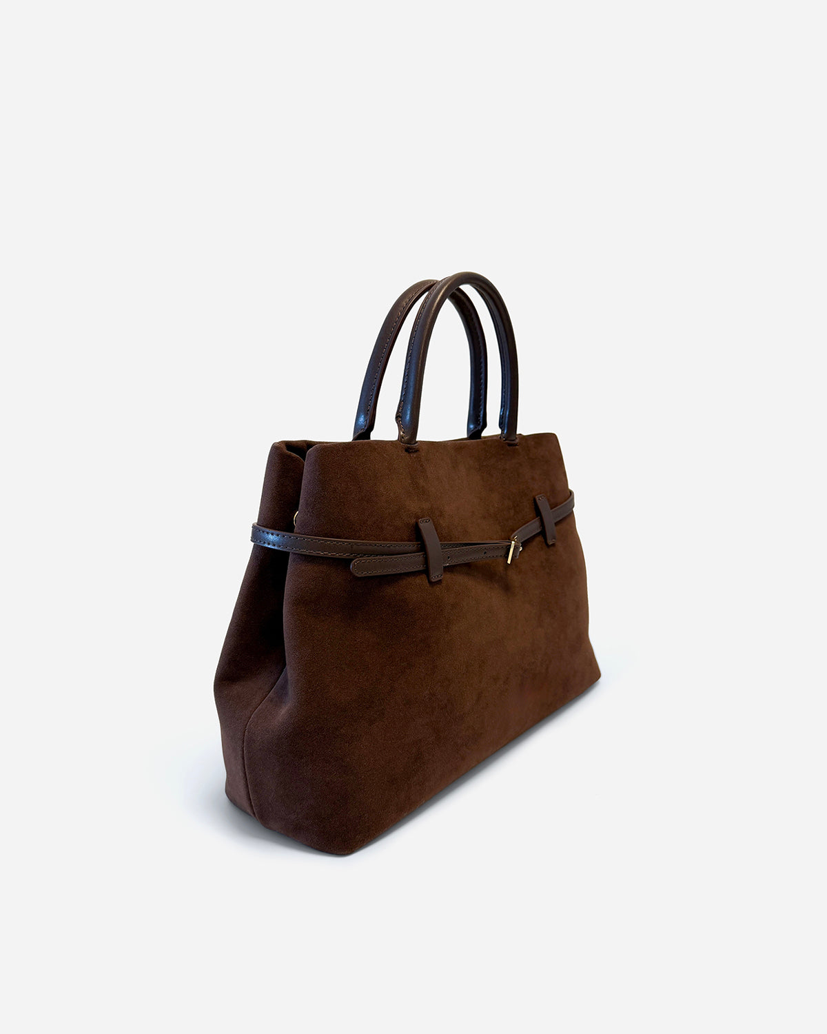 KNUE Ava Shoulder Bag in Mocha — sleek structured shoulder bag