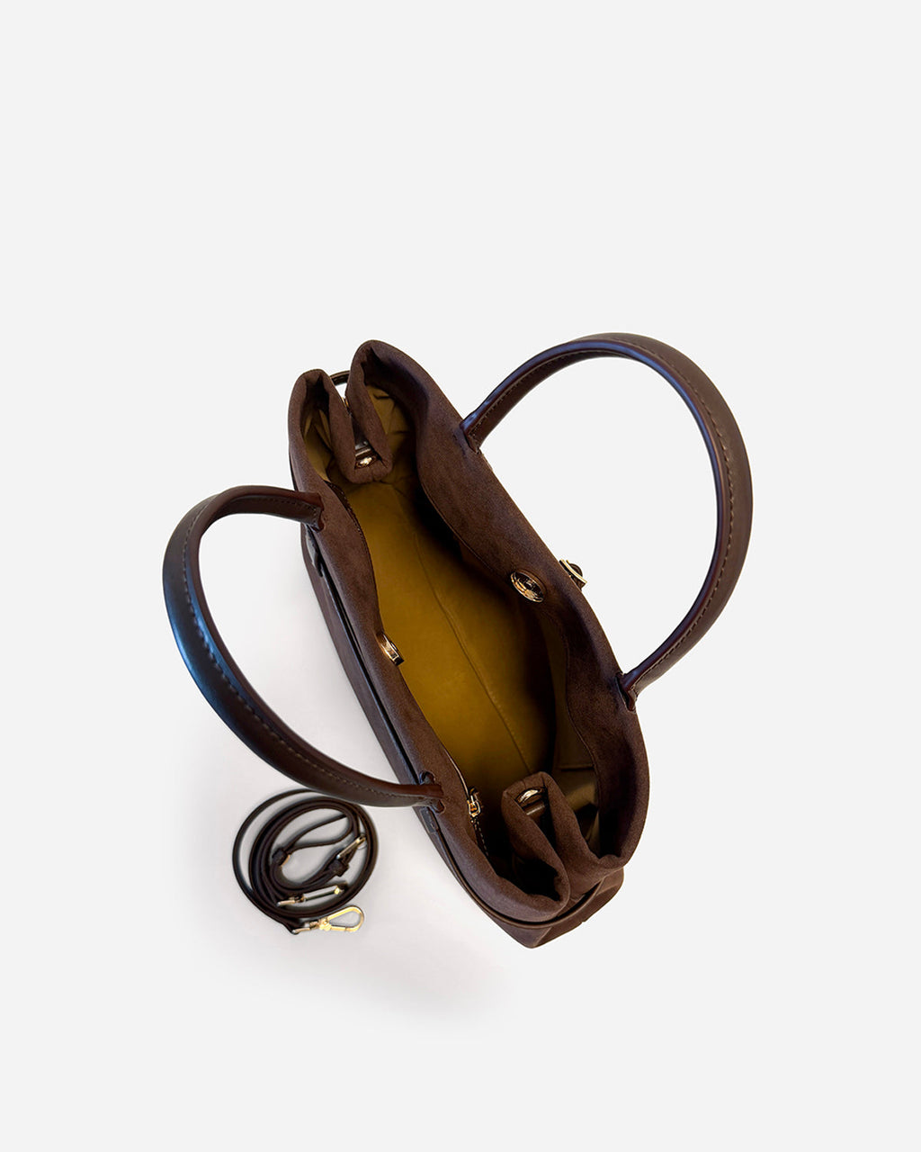 KNUE Ava Shoulder Bag in Mocha — sleek structured shoulder bag