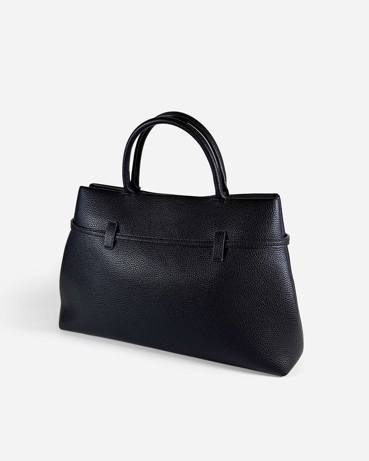 KNUE Ava Shoulder Bag in Black — sleek structured shoulder bag
